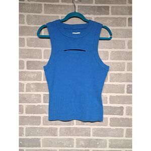 Pistola Nella Marquis Cutout Tank Top Ribbed In‎ Malibu Blue Size Large NWOT